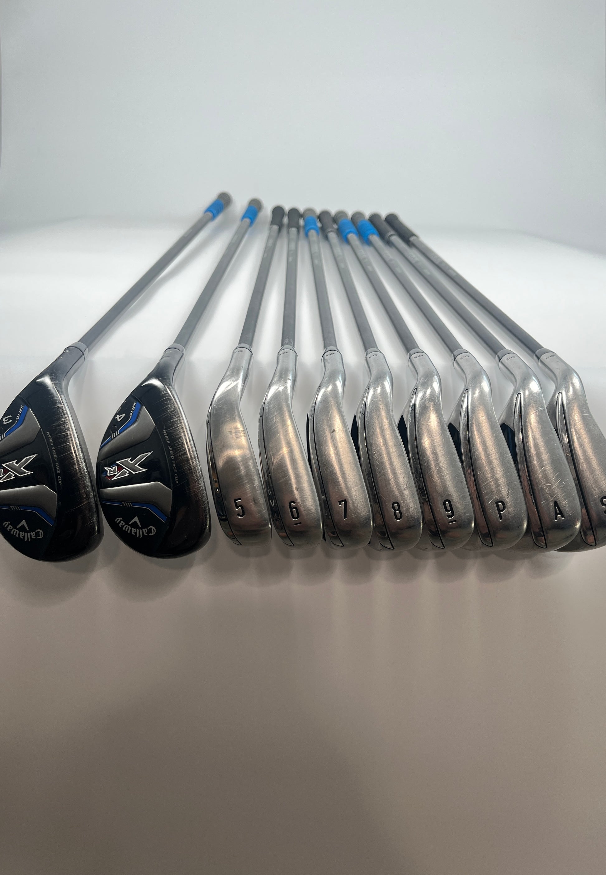 Callaway XR OS Combo Iron Set 3H,4H,5-PW,GW,SW Senior Flex LH +0.25"